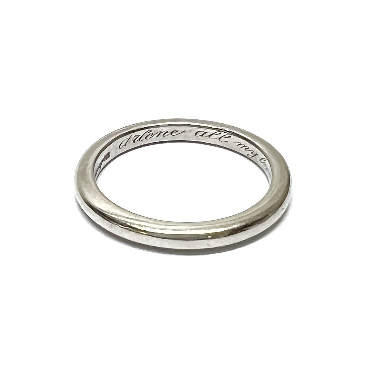 14K White Gold Engraved Band