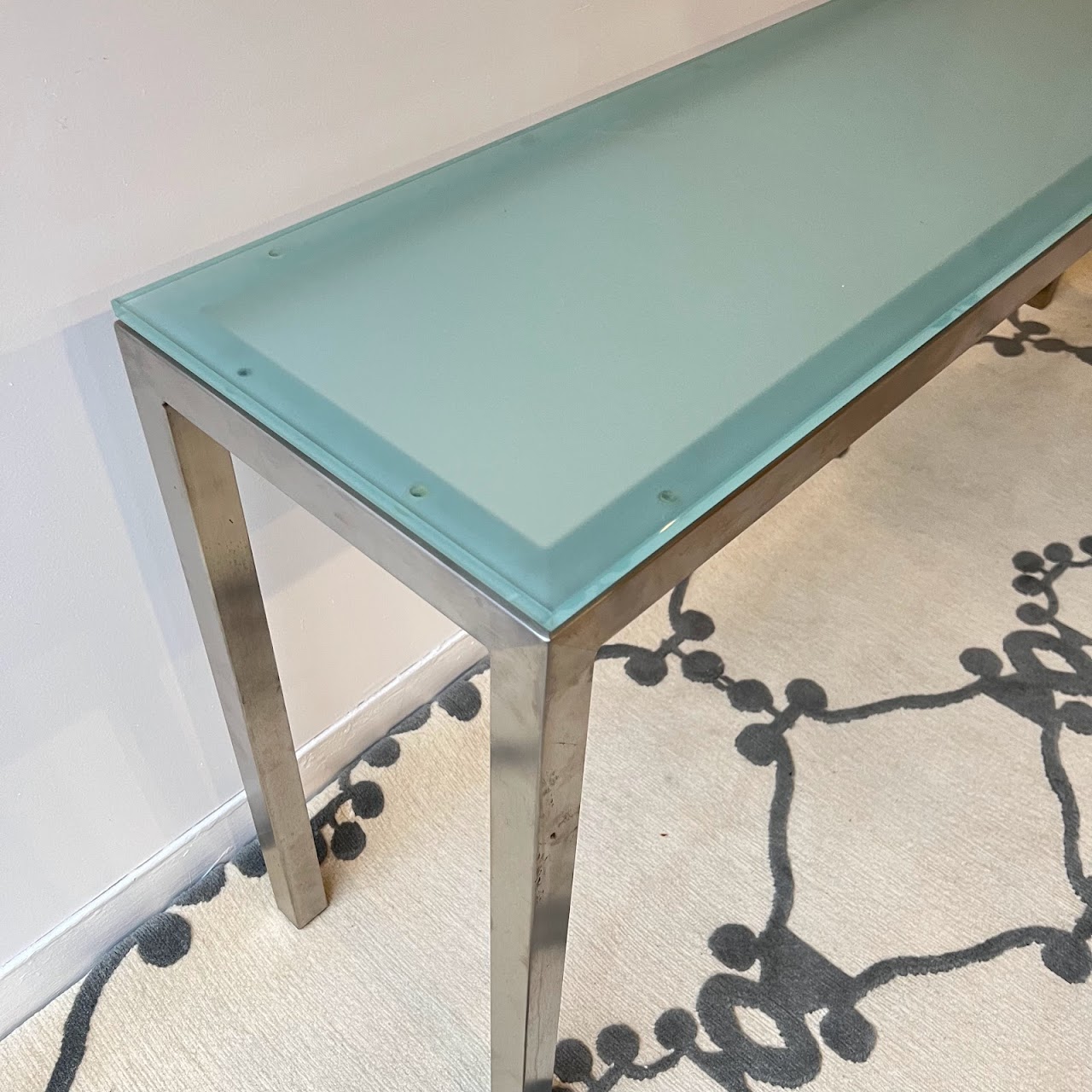 Contemporary Glass Top Console Table