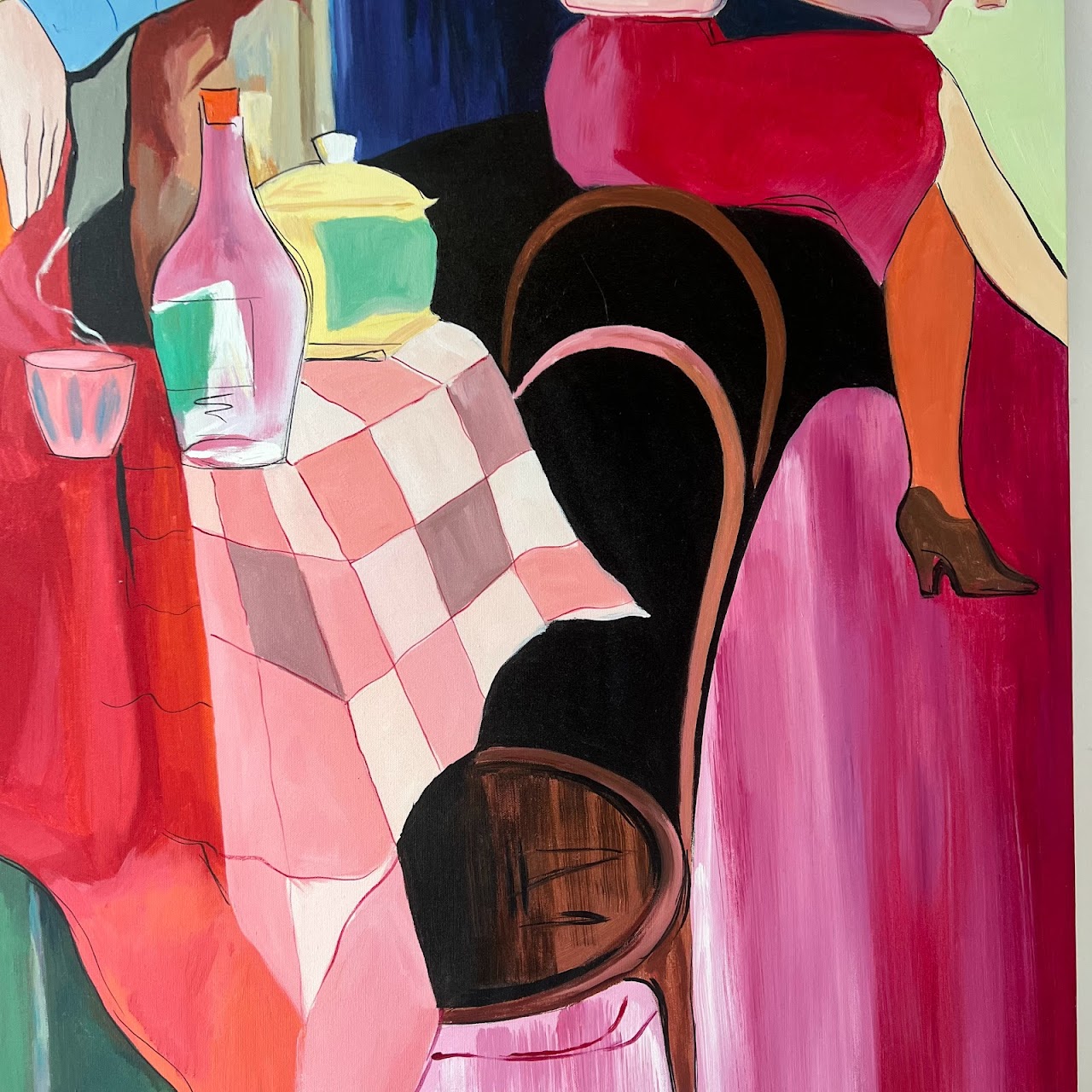 Café Scene Signed Painting in the Style of Tarkay