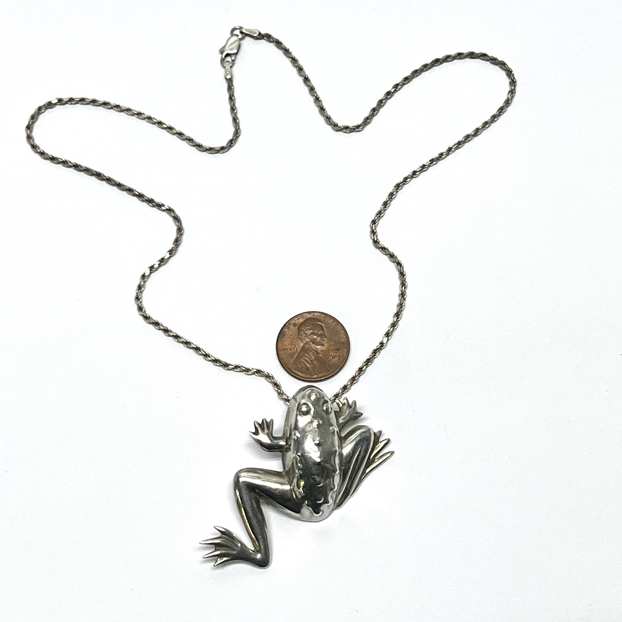 Sterling Silver Frog Pendant Necklace