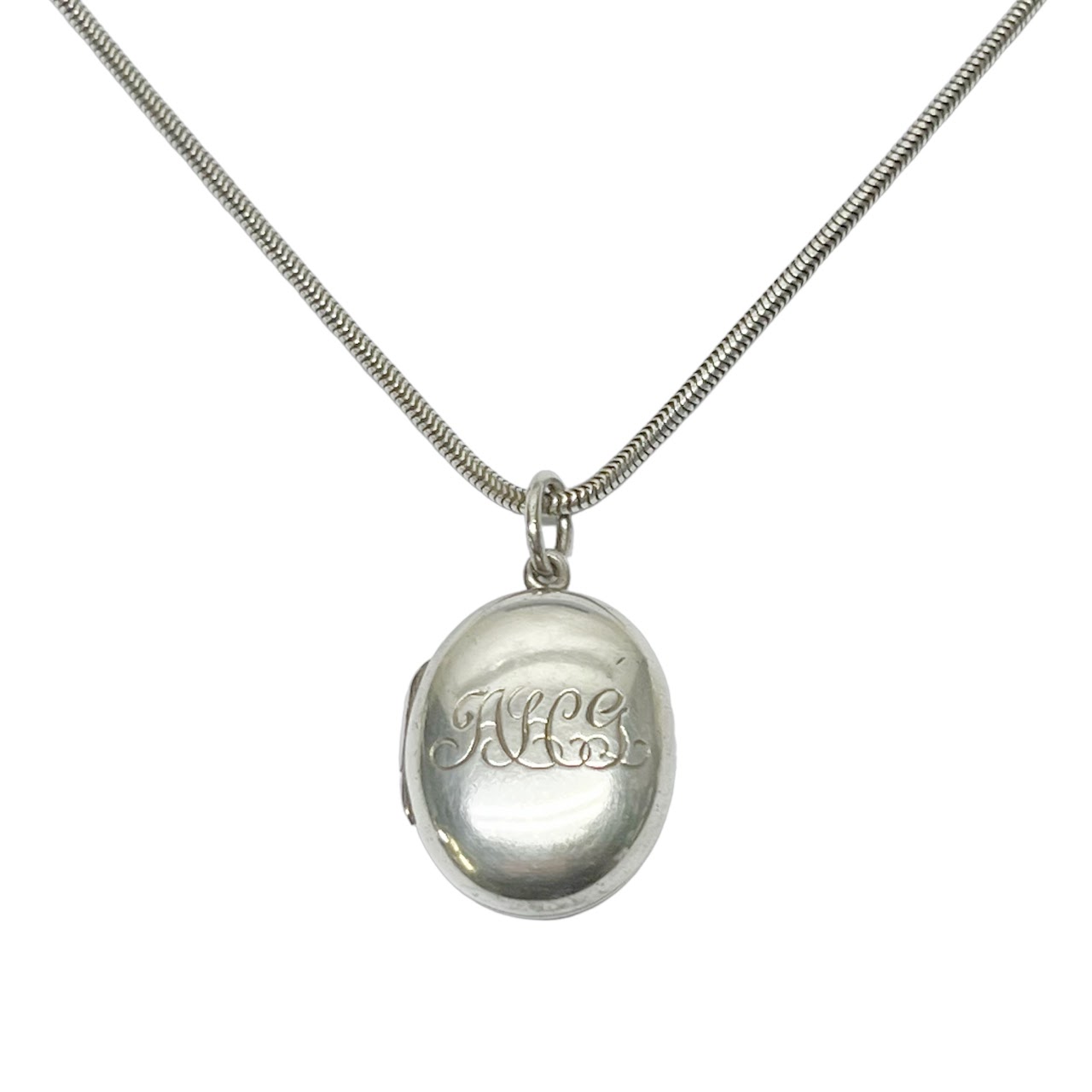 Tiffany & Co. Sterling Silver Monogrammed Locket Necklace