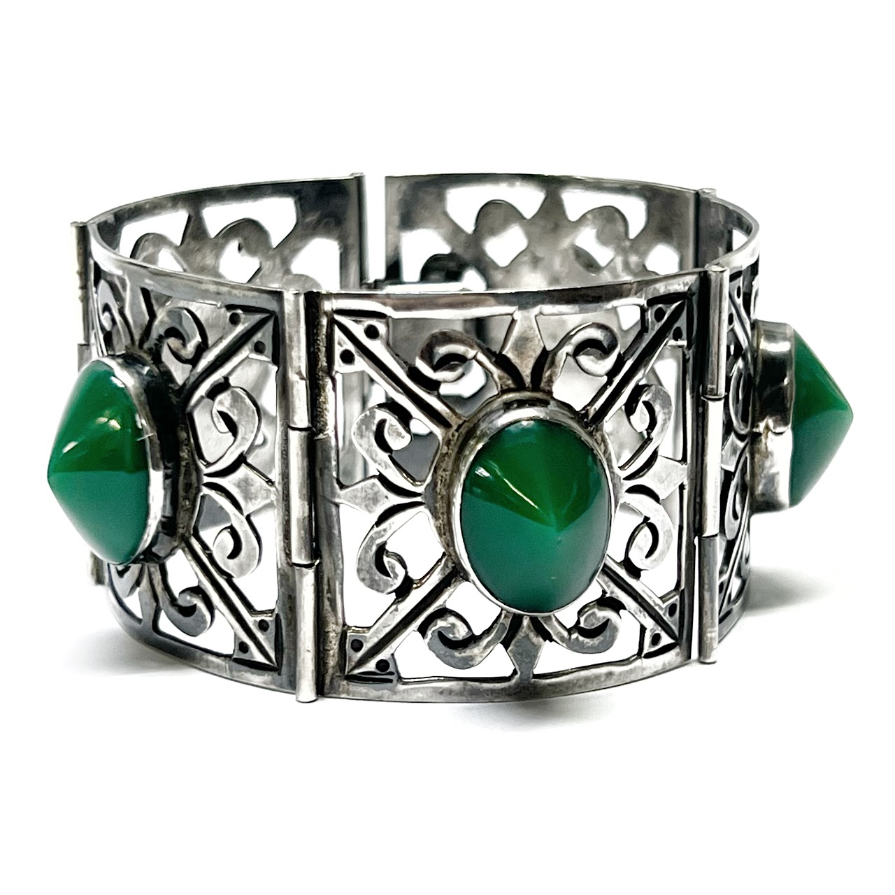 Sterling Silver & Green Stone Bracelet