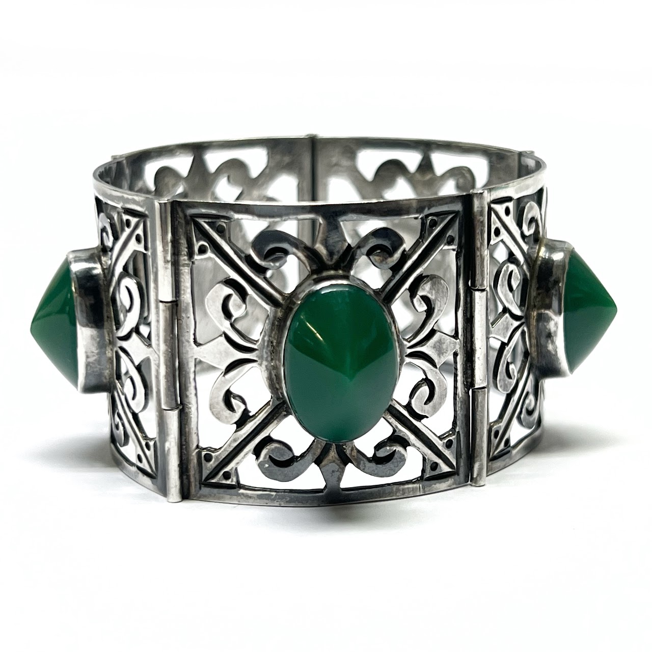 Sterling Silver & Green Stone Bracelet