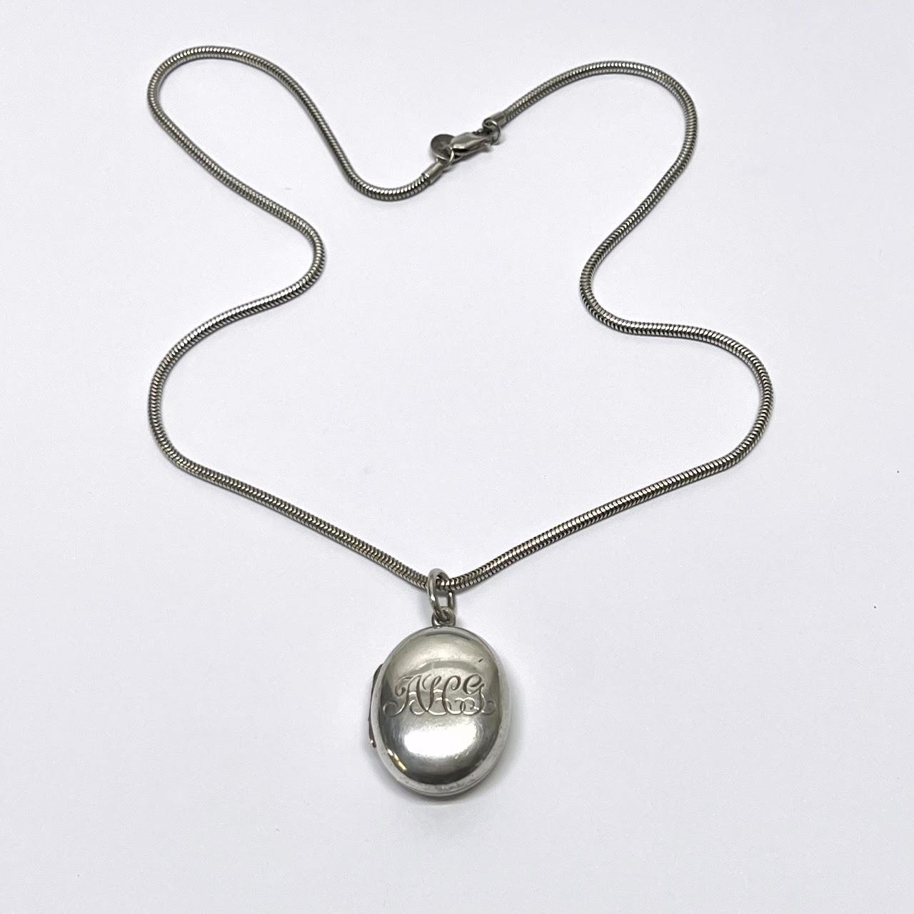 Tiffany & Co. Sterling Silver Monogrammed Locket Necklace