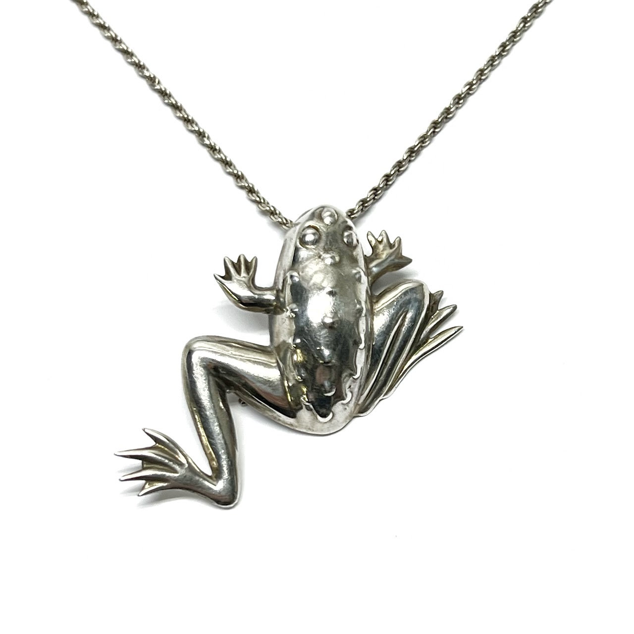 Sterling Silver Frog Pendant Necklace