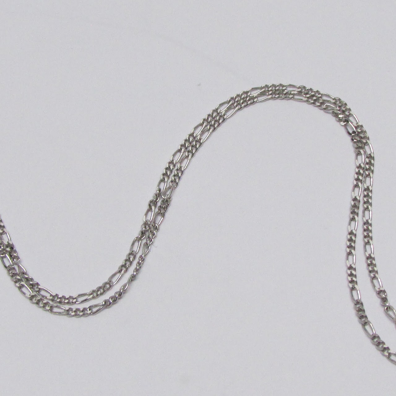 14K White Gold Figaro Chain Necklace