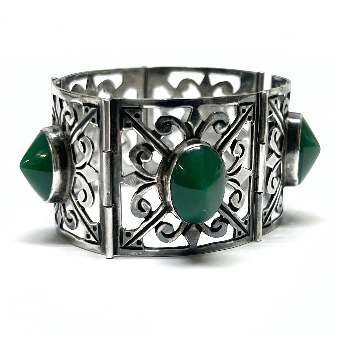 Sterling Silver & Green Stone Bracelet