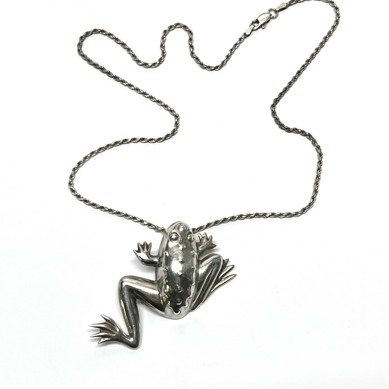 Sterling Silver Frog Pendant Necklace