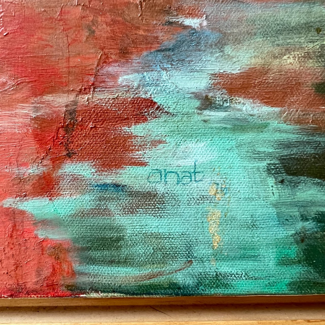 Anat Signed Abstact Oil Painting