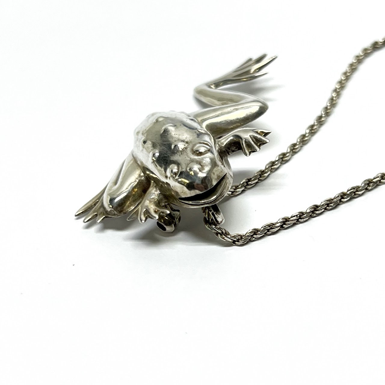 Sterling Silver Frog Pendant Necklace