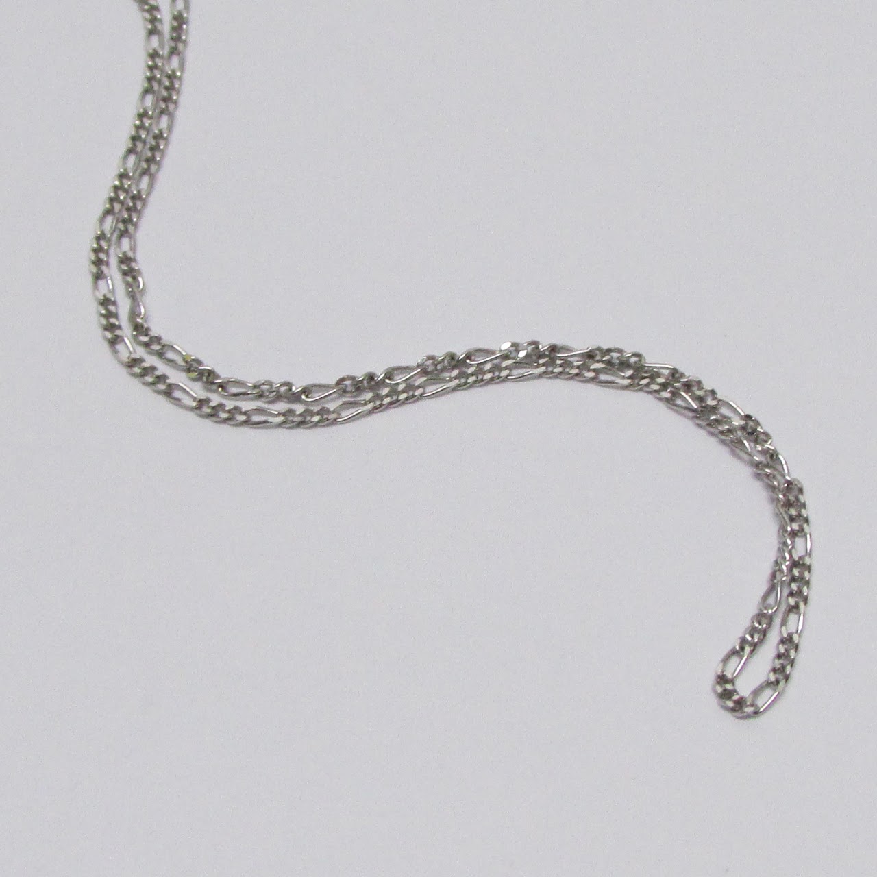 14K White Gold Figaro Chain Necklace