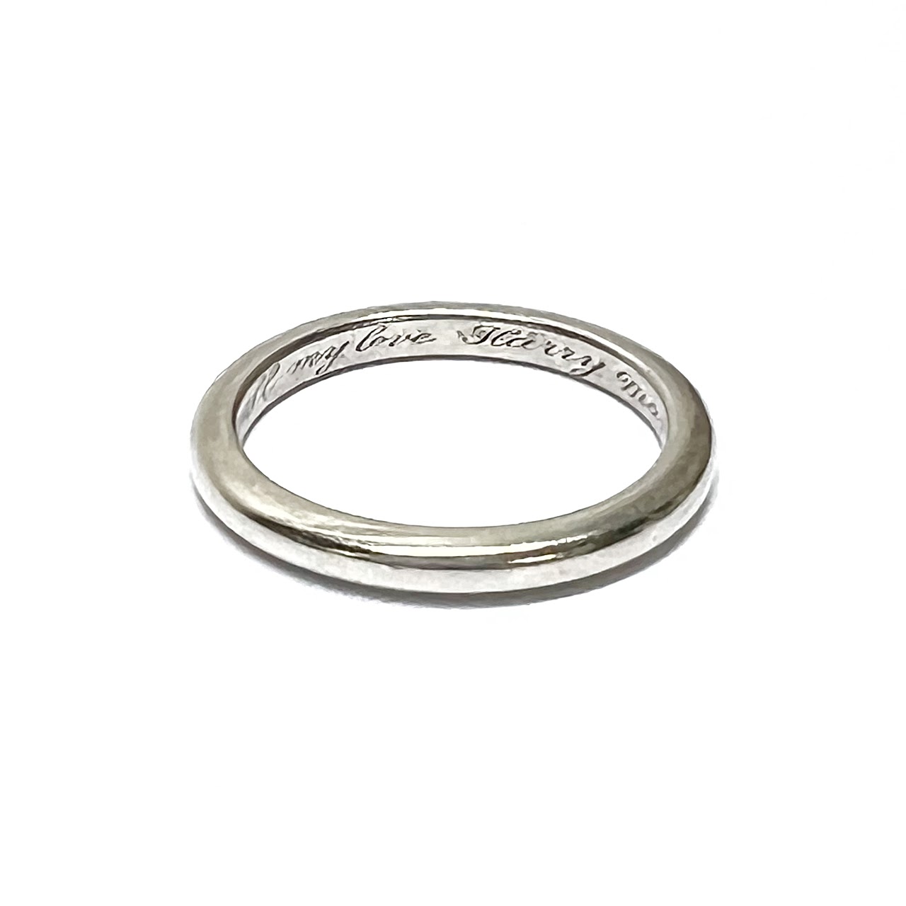 14K White Gold Engraved Band