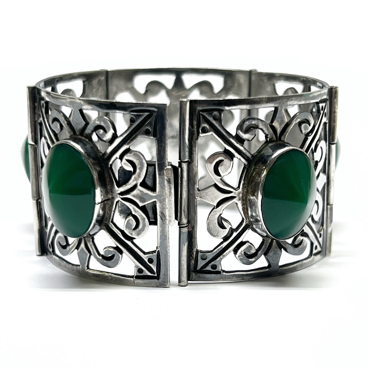 Sterling Silver & Green Stone Bracelet