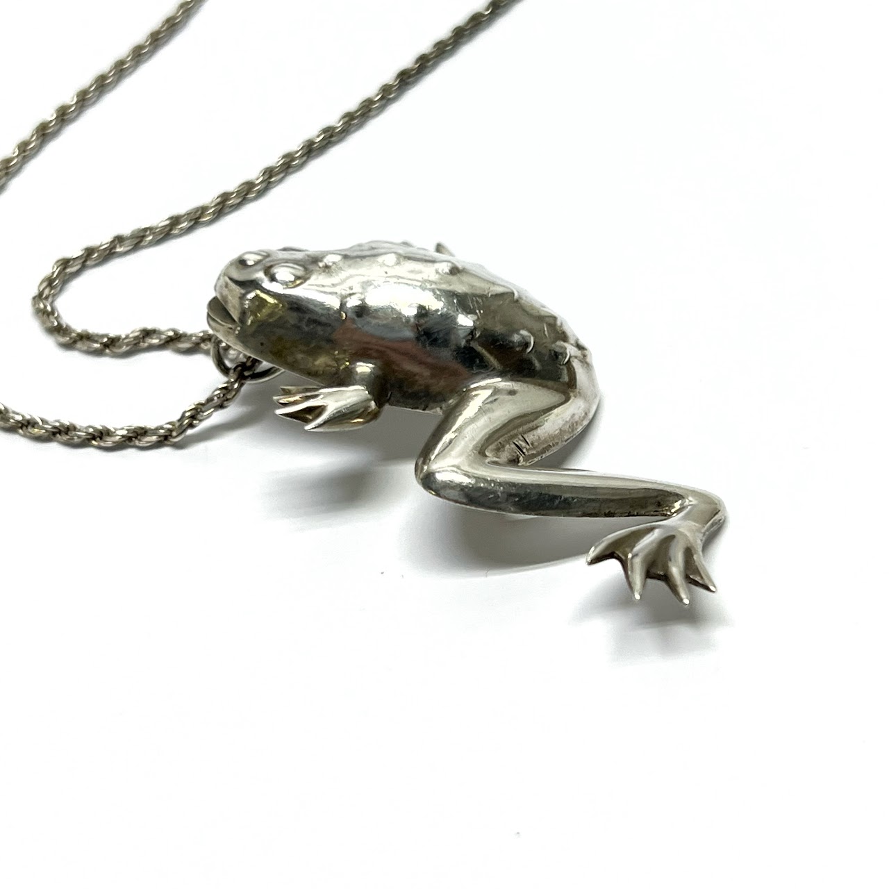 Sterling Silver Frog Pendant Necklace