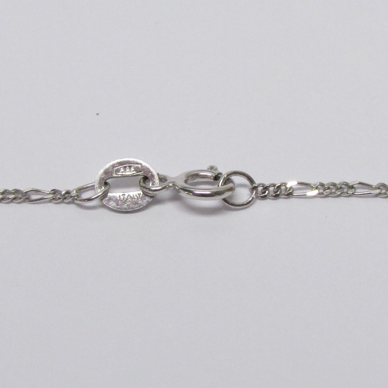 14K White Gold Figaro Chain Necklace