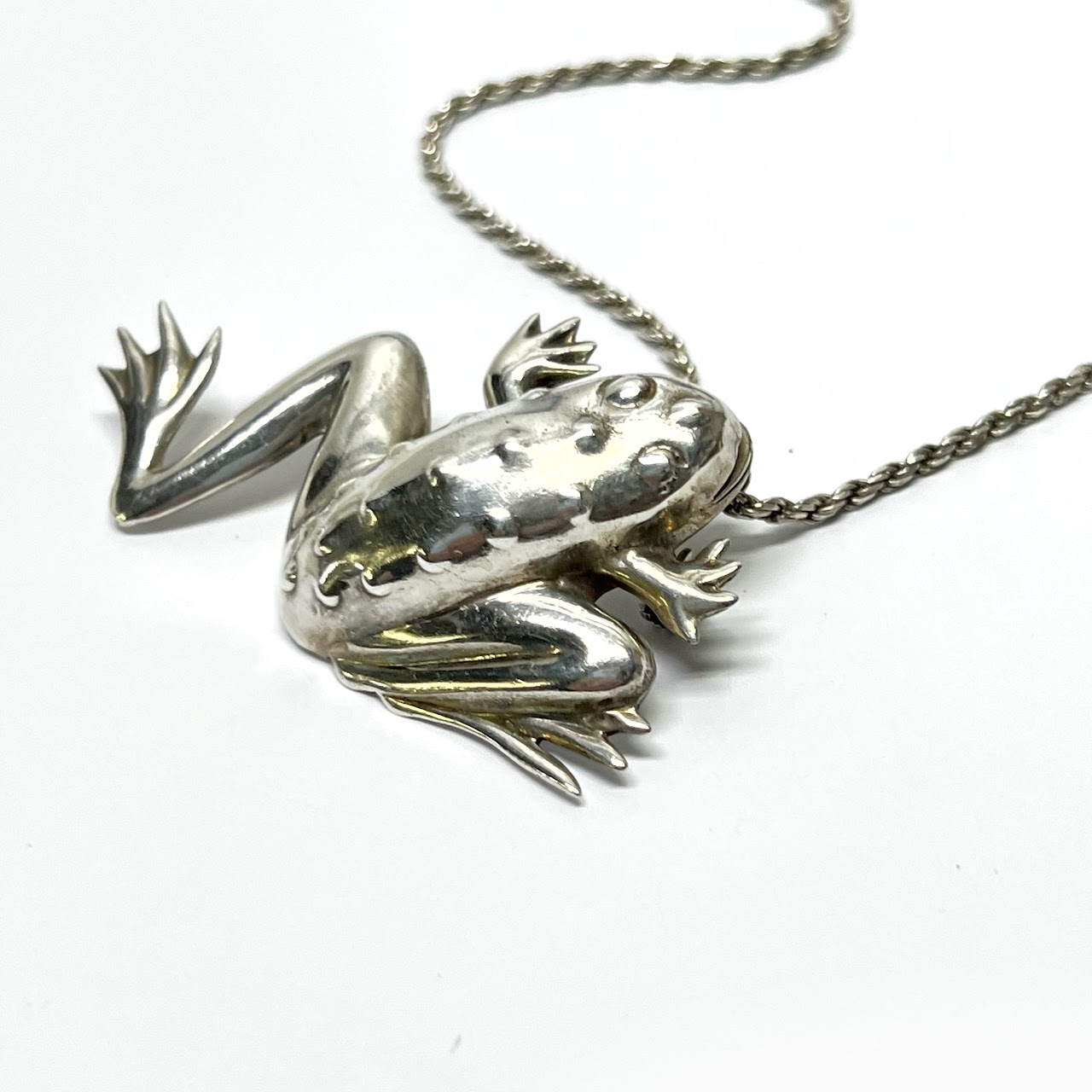 Sterling Silver Frog Pendant Necklace