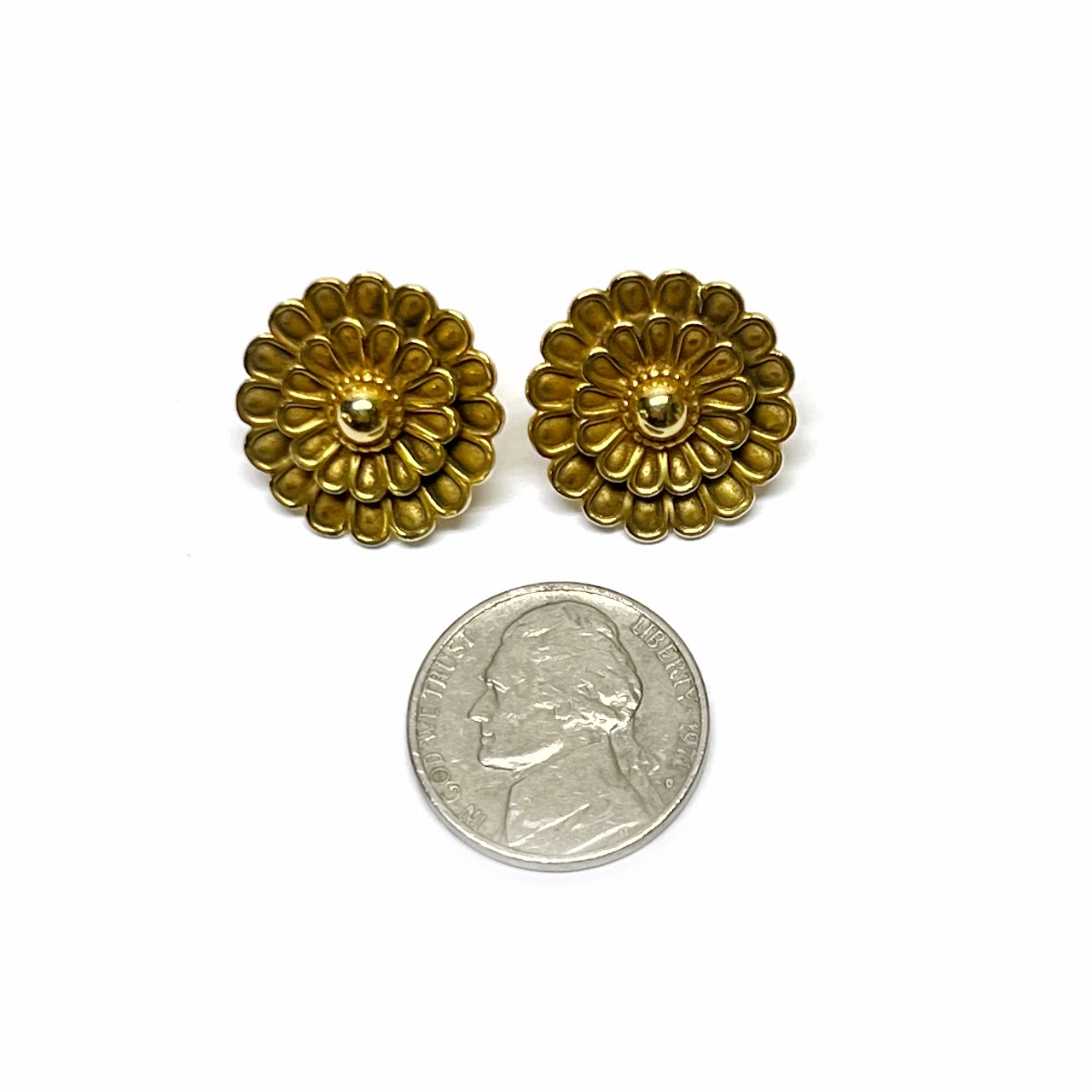 14K Gold 1986 MMA Floral Earrings