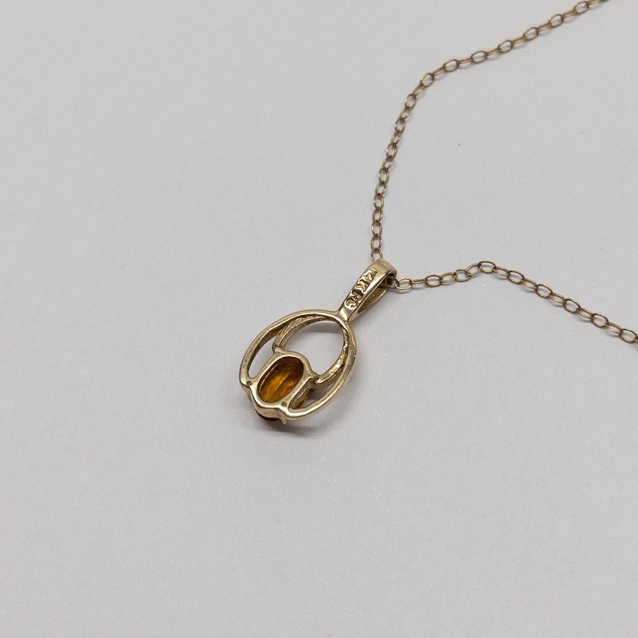 14K Gold and Citrine Pendant Necklace