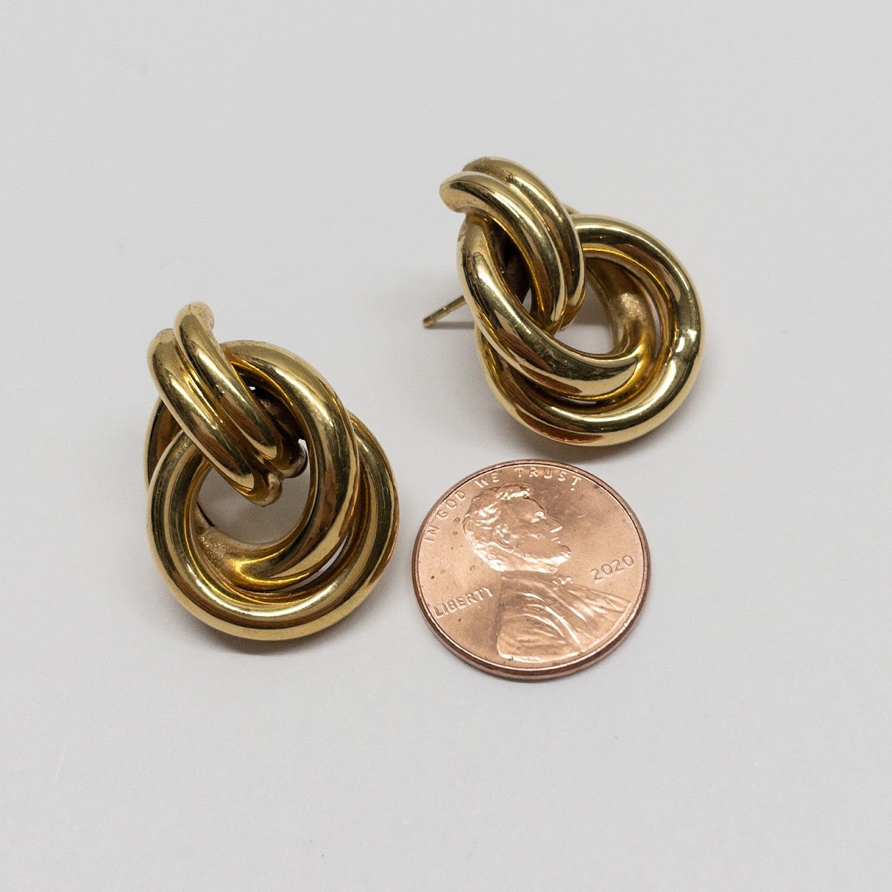 14K Gold Interlocking Hoop Earrings