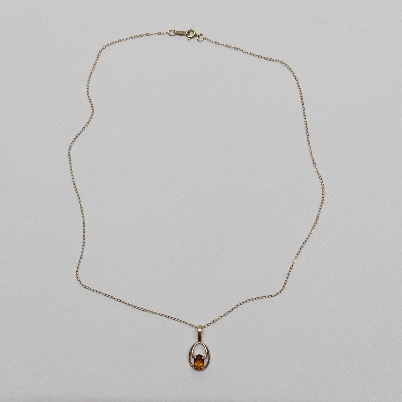 14K Gold and Citrine Pendant Necklace