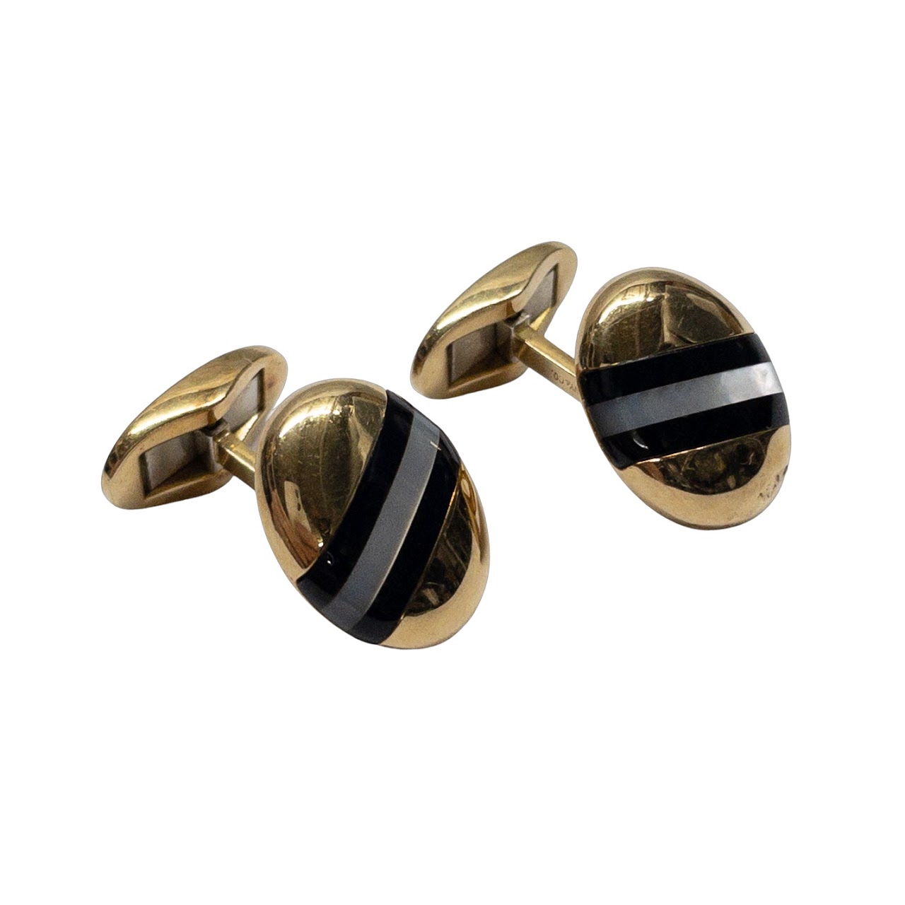 Tiffany & Co. 18K Gold, Onyx, and Mother-of-Pearl Vintage Cufflinks