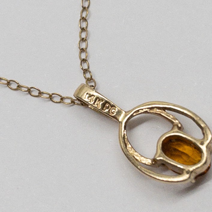 14K Gold and Citrine Pendant Necklace