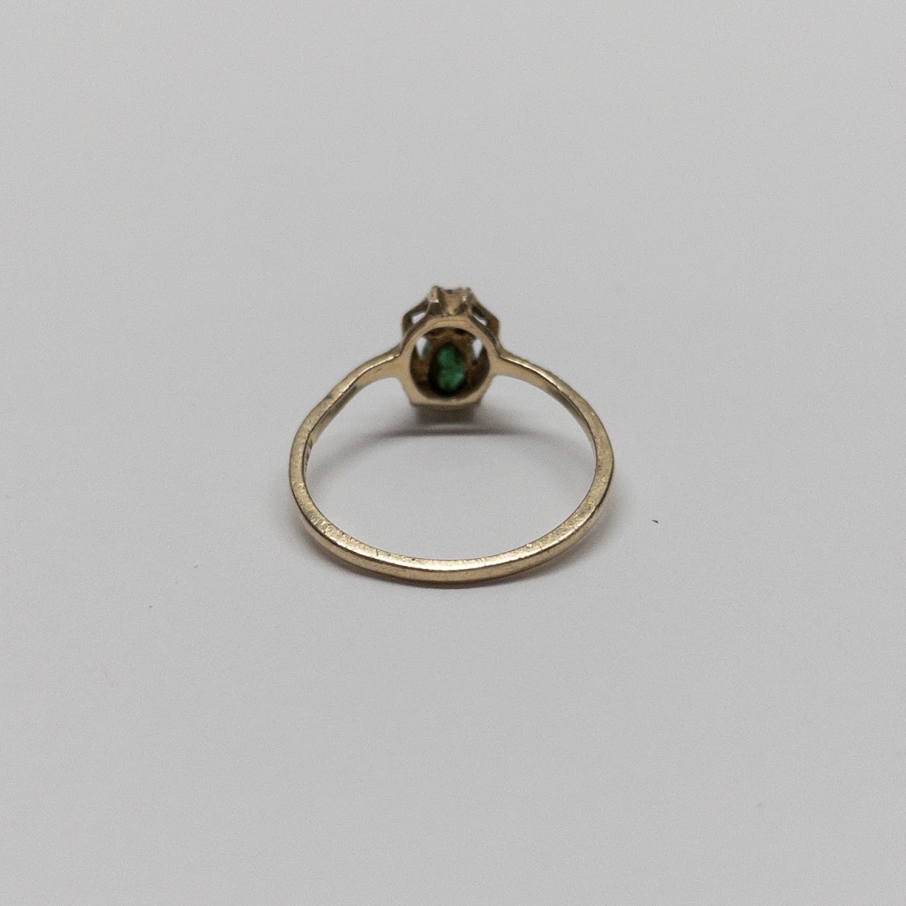 14K Gold Diamond, and Green Stone Ring