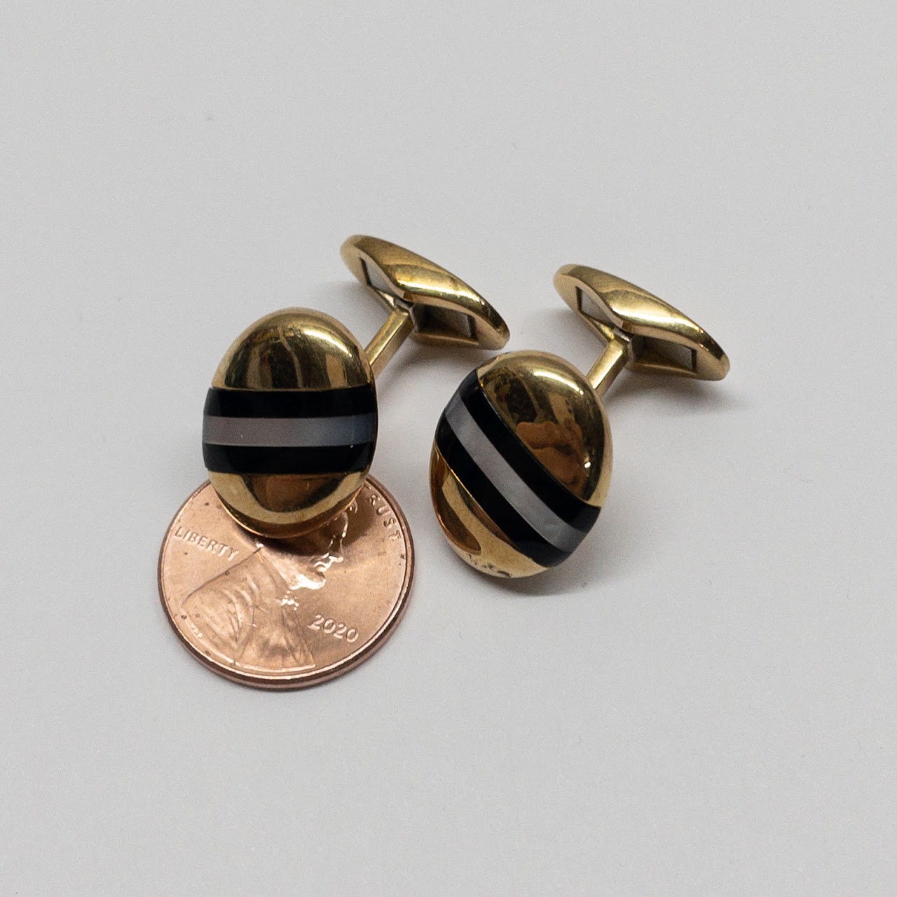 Tiffany & Co. 18K Gold, Onyx, and Mother-of-Pearl Vintage Cufflinks