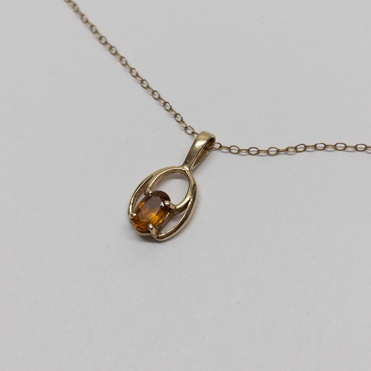 14K Gold and Citrine Pendant Necklace