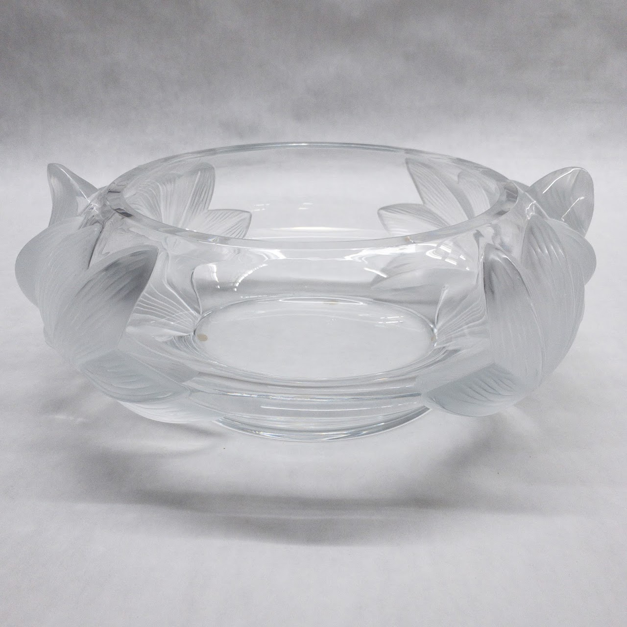 Lalique Frosted Crystal Floral Centerpiece Bowl