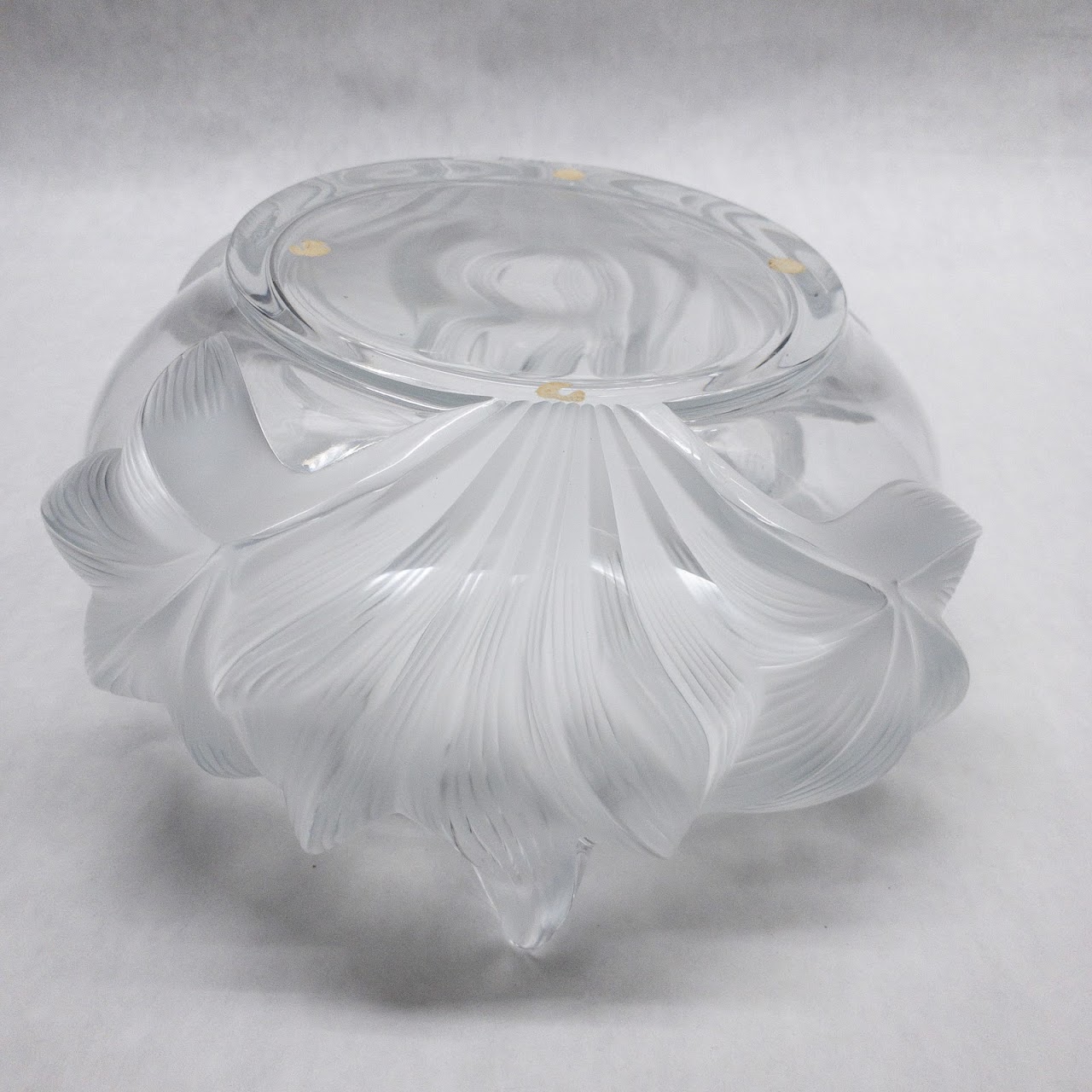 Lalique Frosted Crystal Floral Centerpiece Bowl