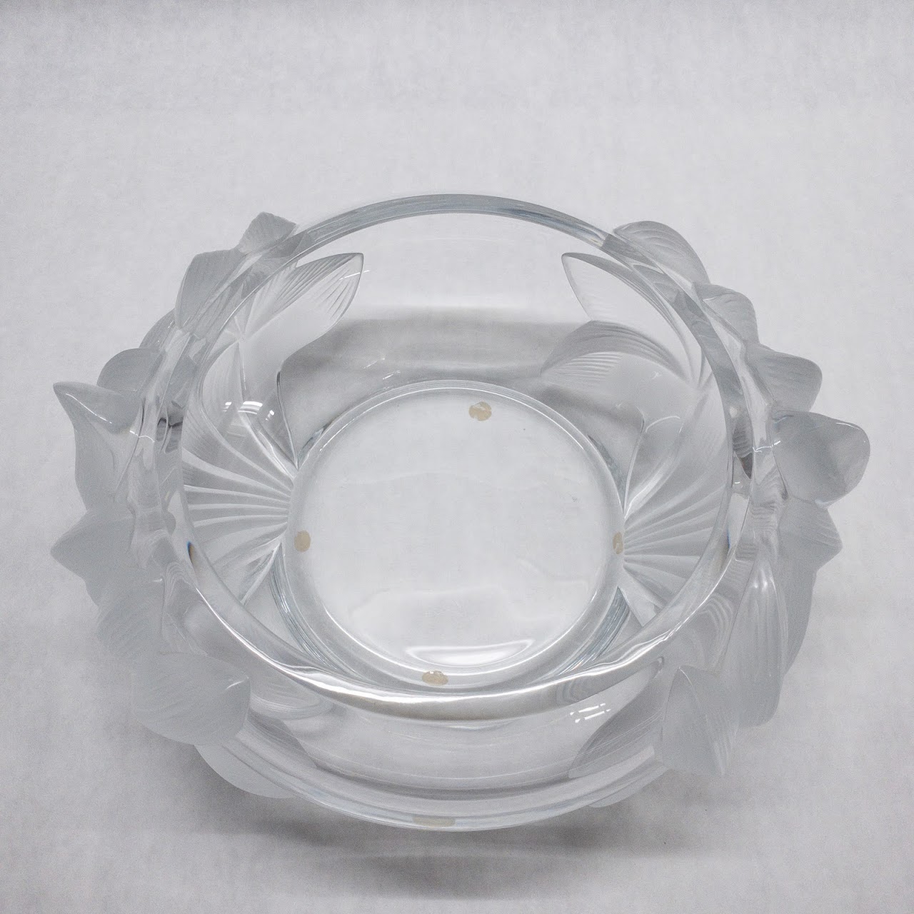 Lalique Frosted Crystal Floral Centerpiece Bowl