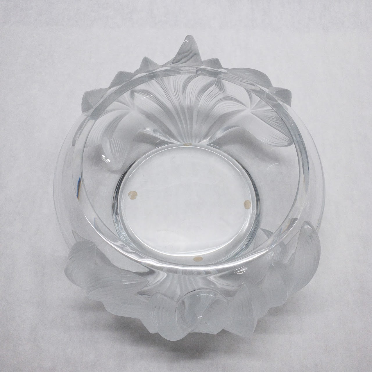 Lalique Frosted Crystal Floral Centerpiece Bowl