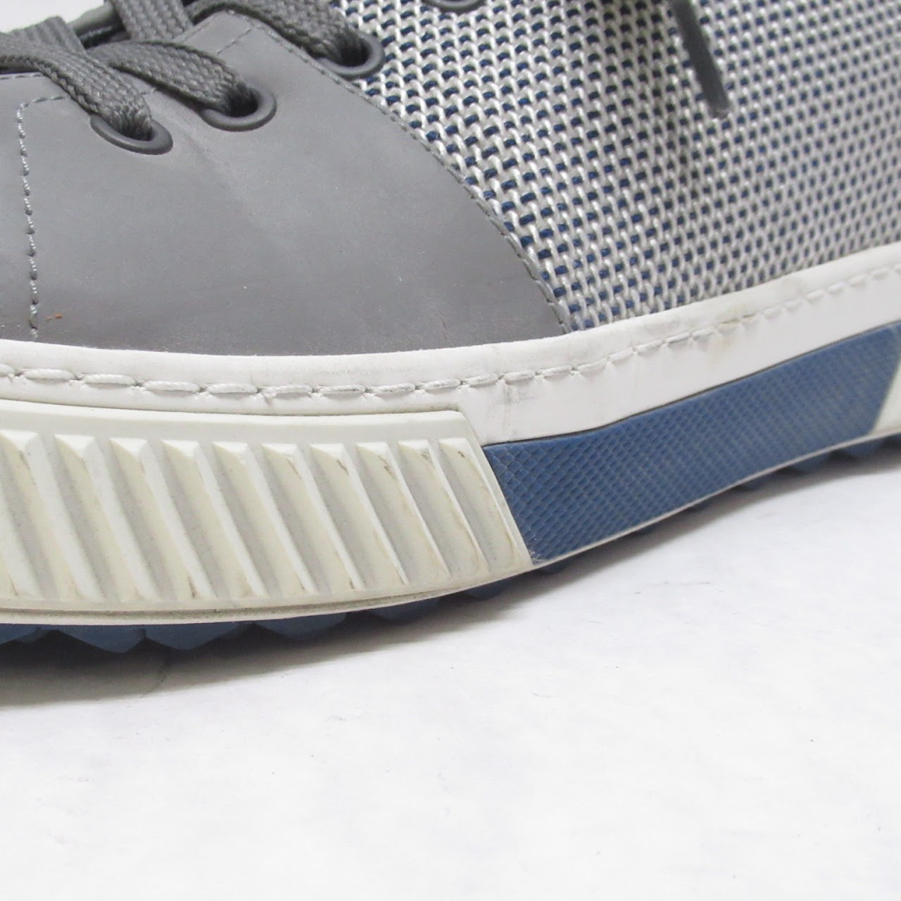 Prada Grey Woven Sneakers