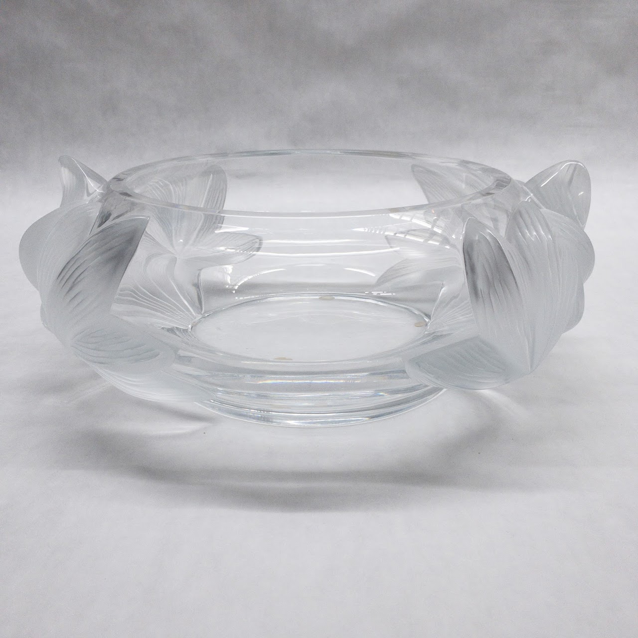 Lalique Frosted Crystal Floral Centerpiece Bowl