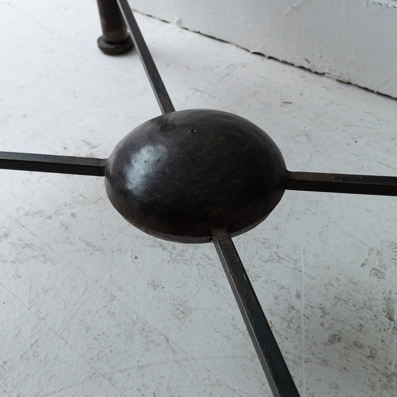 Distressed Steel & Glass Coffee Table