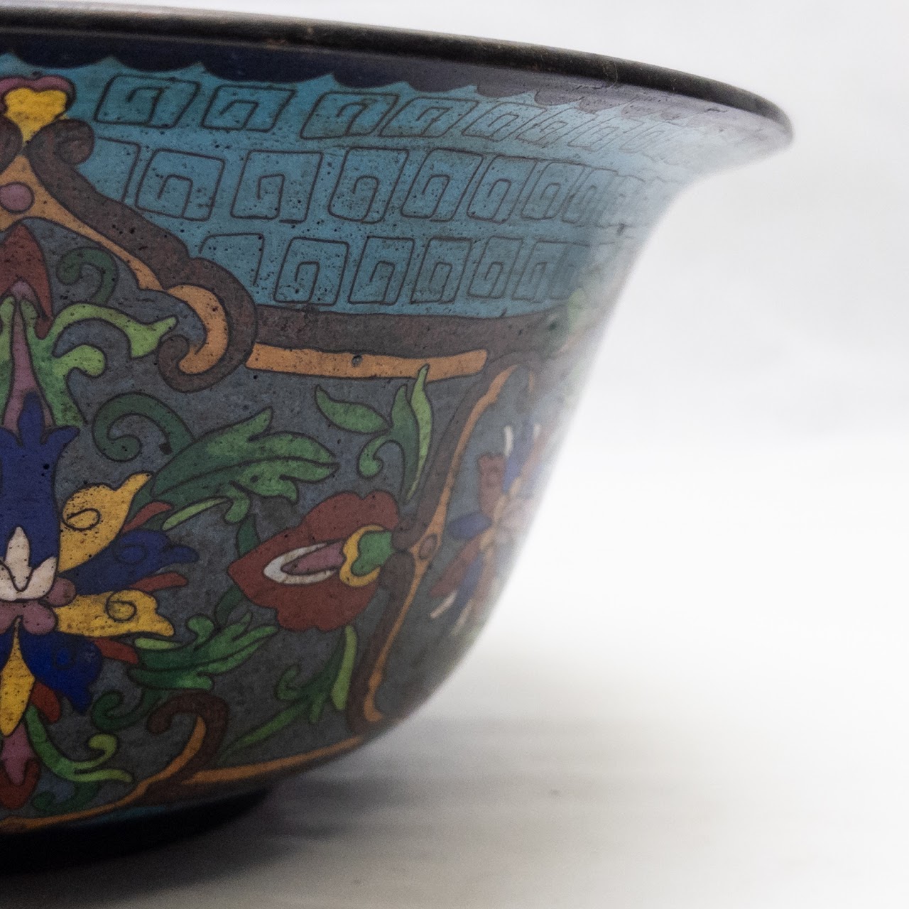 Antique Chinese Cloisonné Dragon and Phoenix Fruit Bowl