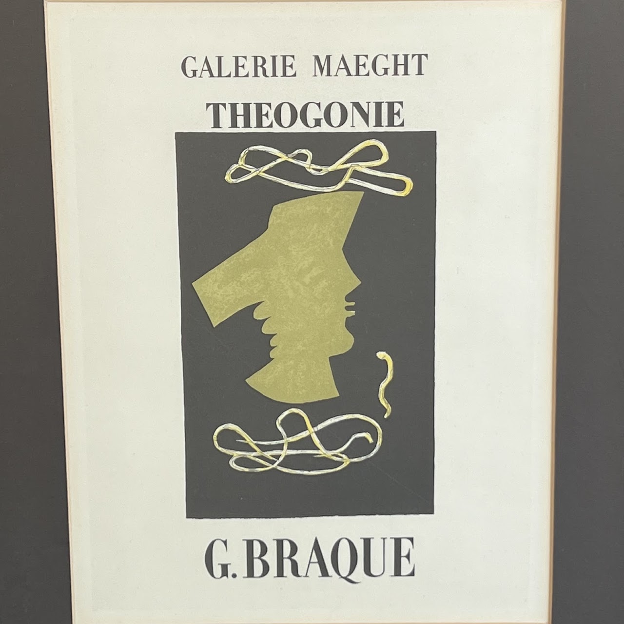 Georges Braque 'Théogonie' Galerie Maeght Mourlot Lithograph Bookplate, 1959