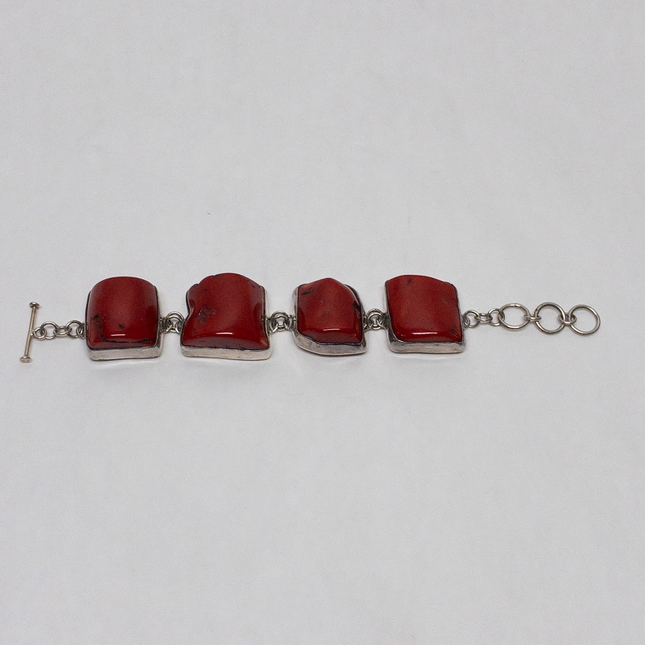 Sterling Silver & Red Coral Bracelet