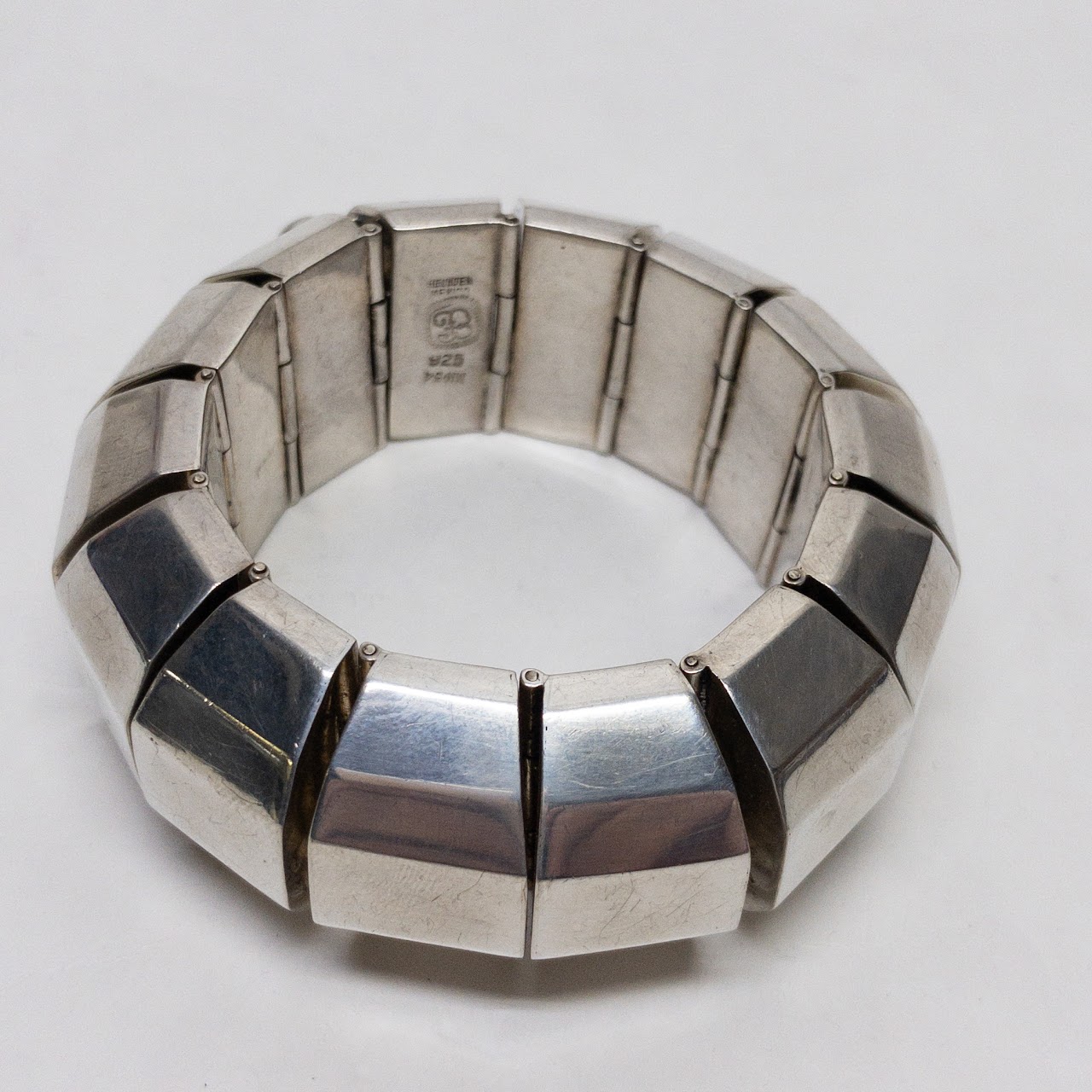 Sterling Silver Hinged Statement Bangle Bracelet