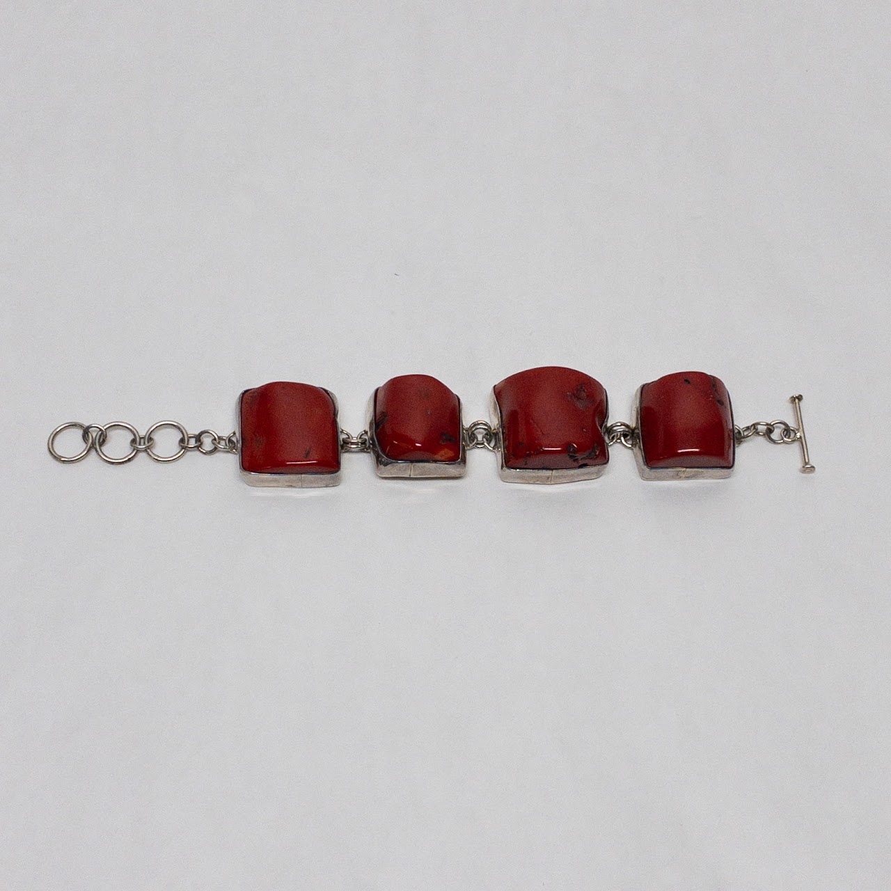 Sterling Silver & Red Coral Bracelet