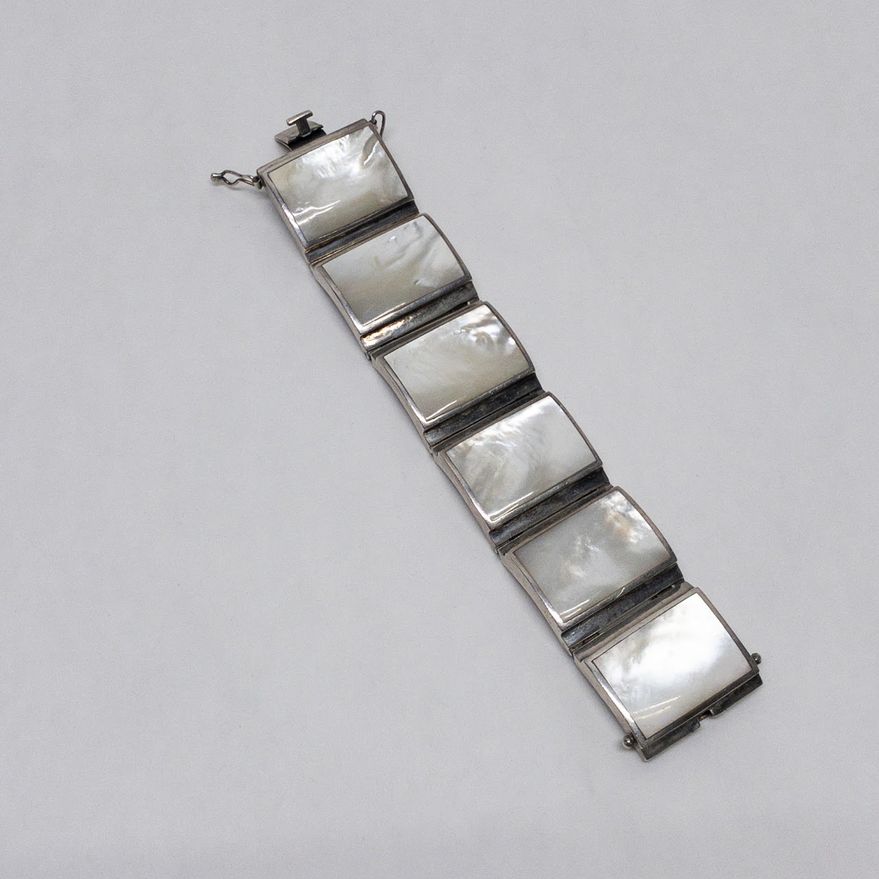 Sterling Silver & Mother of Pearl Chunky Bracelet