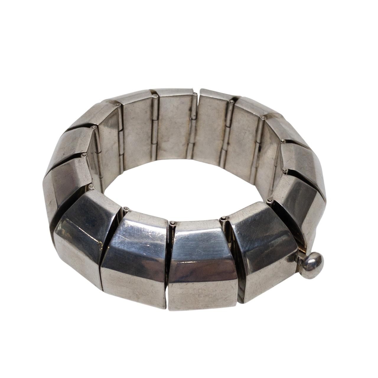 Sterling Silver Hinged Statement Bangle Bracelet