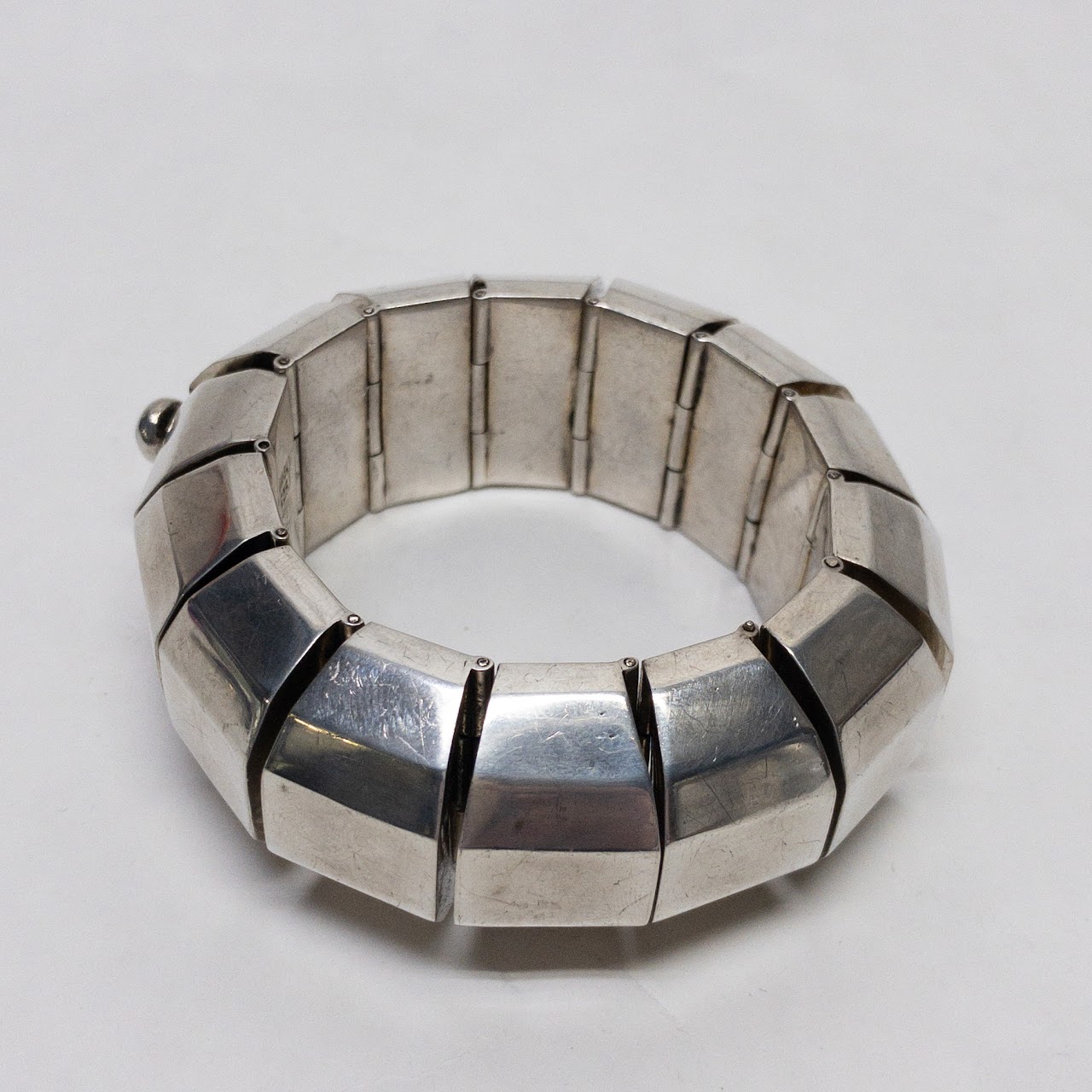 Sterling Silver Hinged Statement Bangle Bracelet