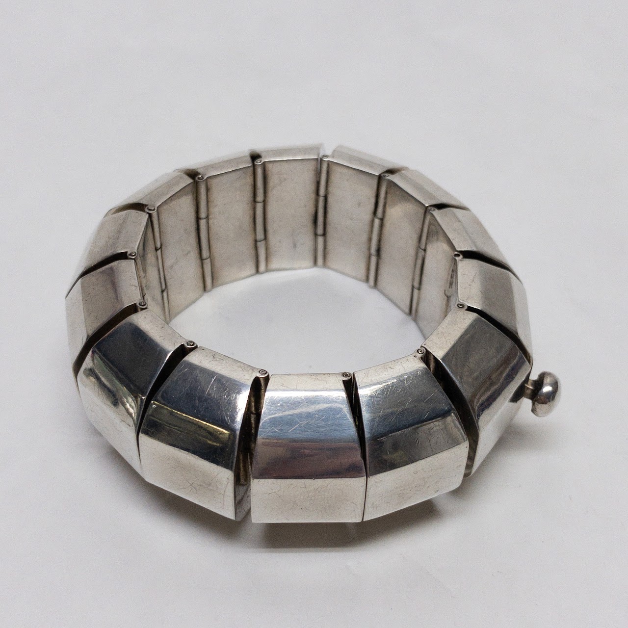 Sterling Silver Hinged Statement Bangle Bracelet