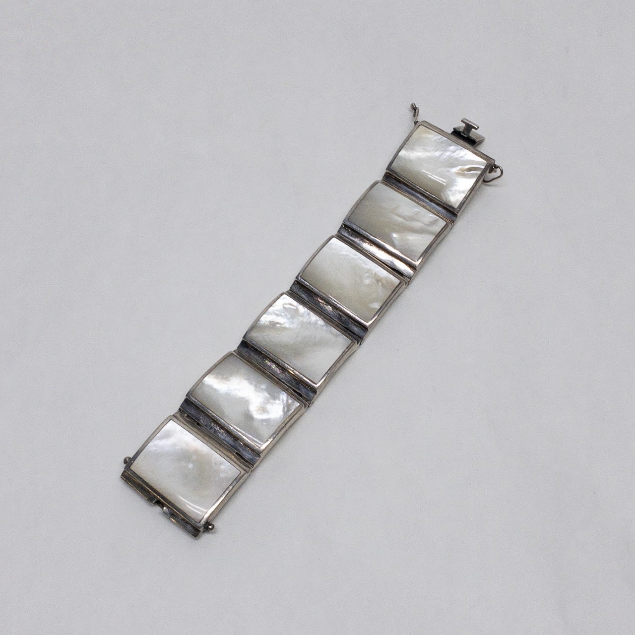 Sterling Silver & Mother of Pearl Chunky Bracelet