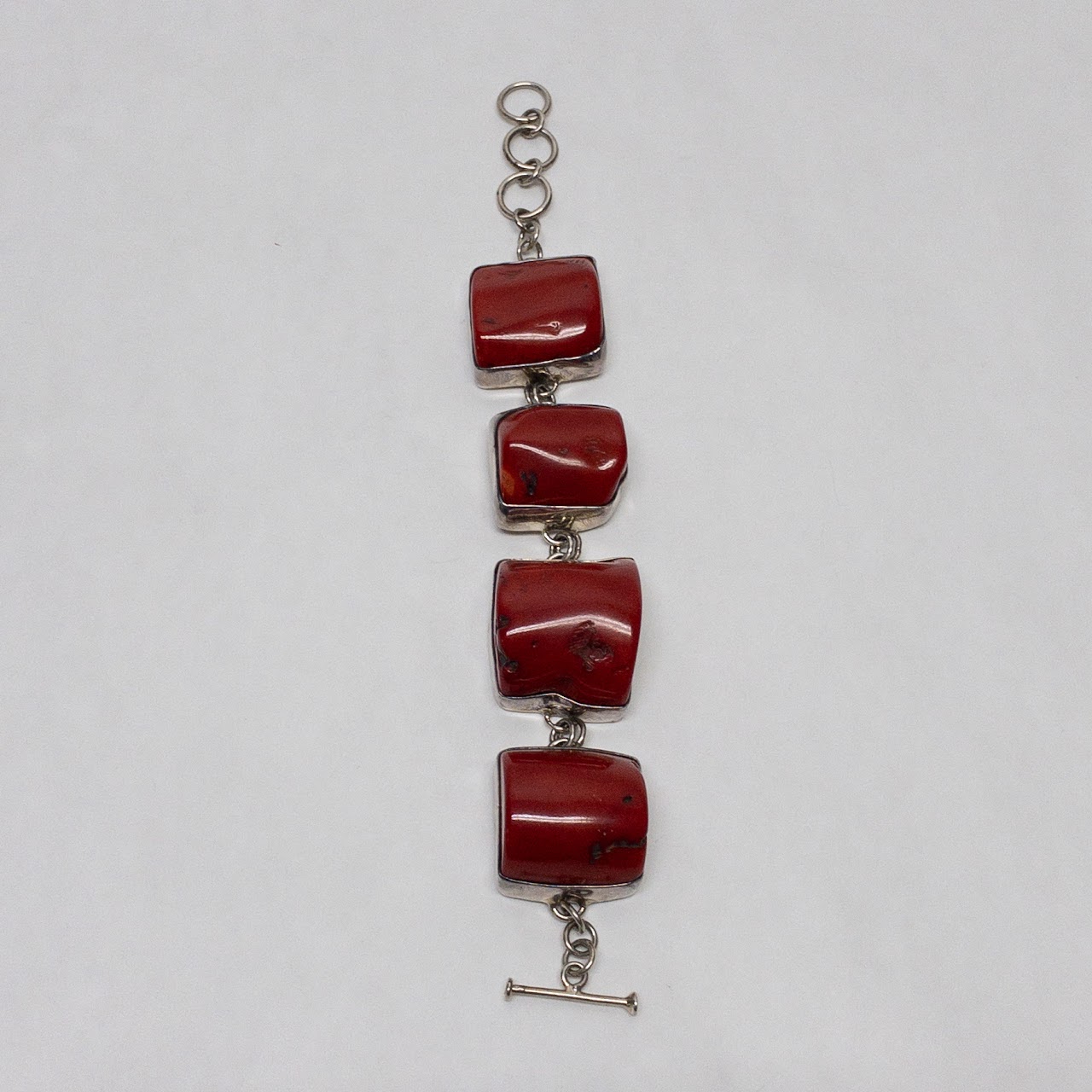 Sterling Silver & Red Coral Bracelet