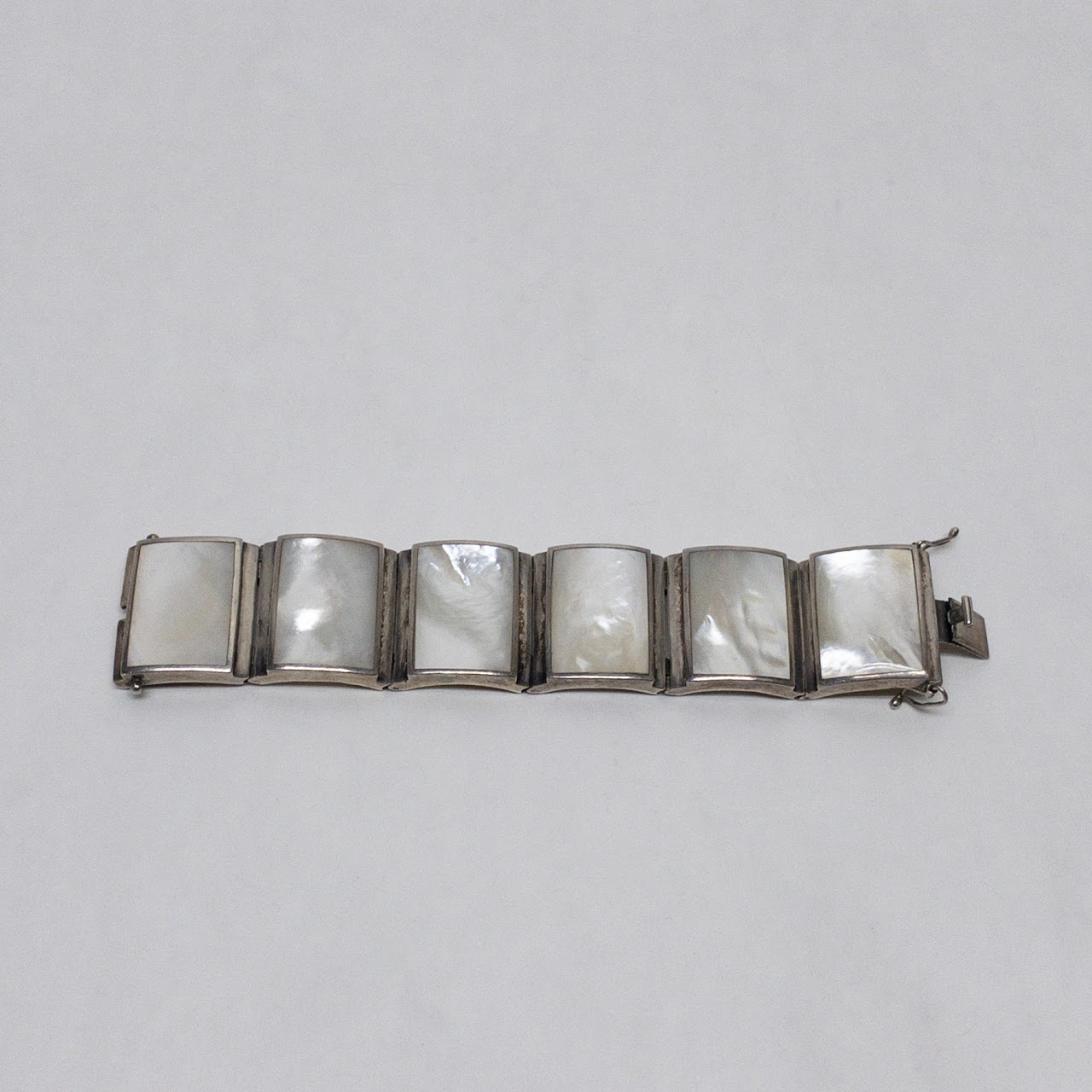 Sterling Silver & Mother of Pearl Chunky Bracelet