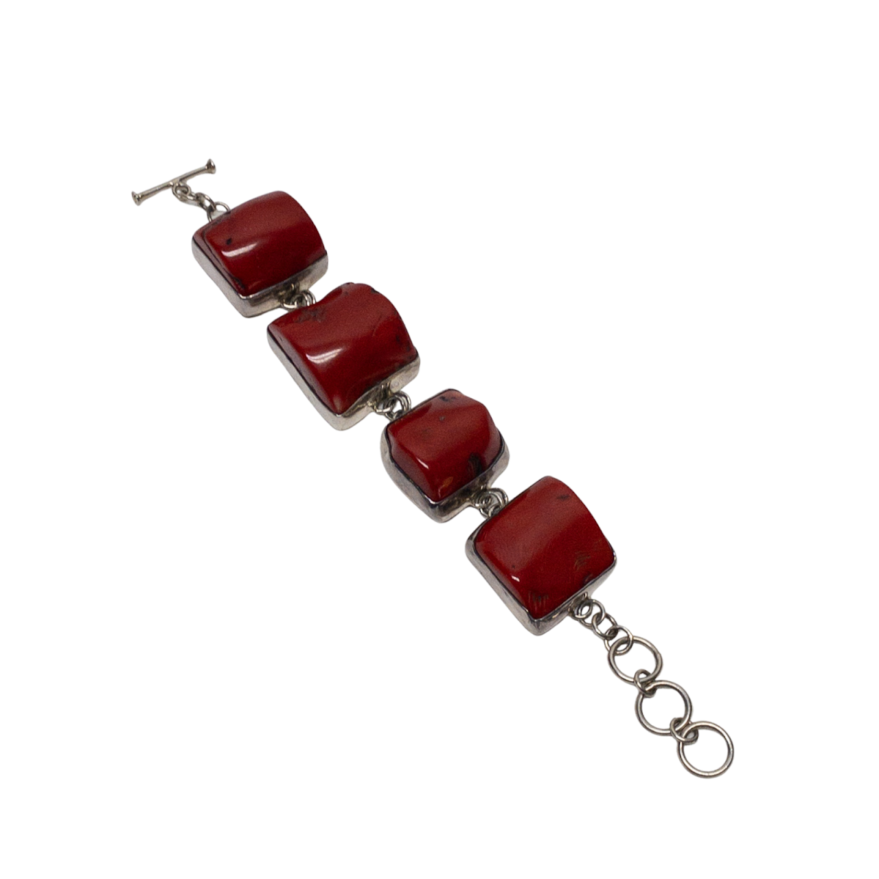 Sterling Silver & Red Coral Bracelet