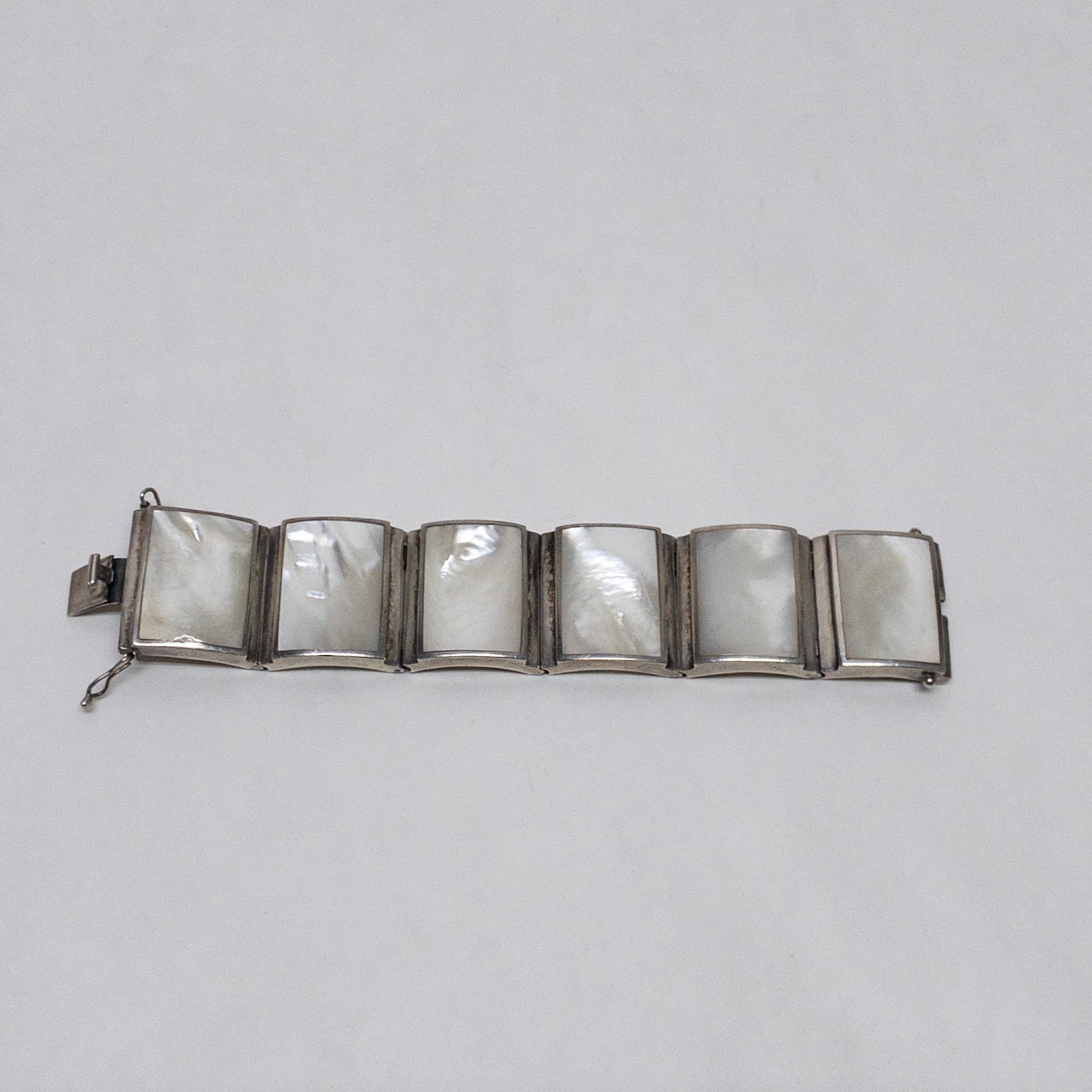 Sterling Silver & Mother of Pearl Chunky Bracelet